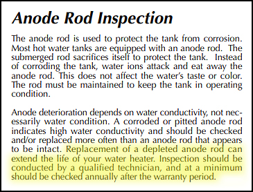 water heater maintenance - anode rod