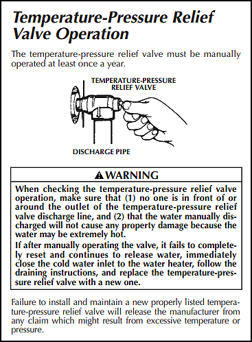 water heater maintenance - temperature pressure relief valve