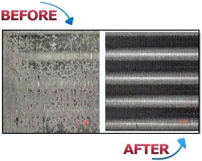 dirty ac evaporator coil - before and after cleaned