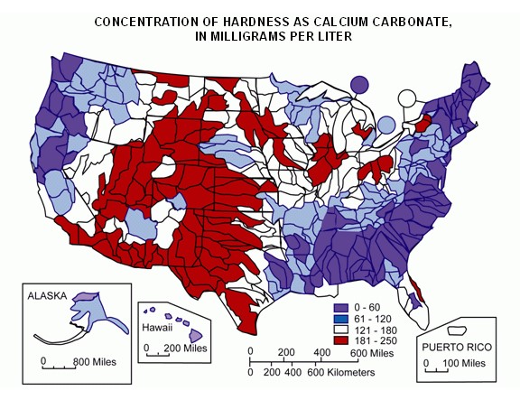 Water Hardness Map USGS