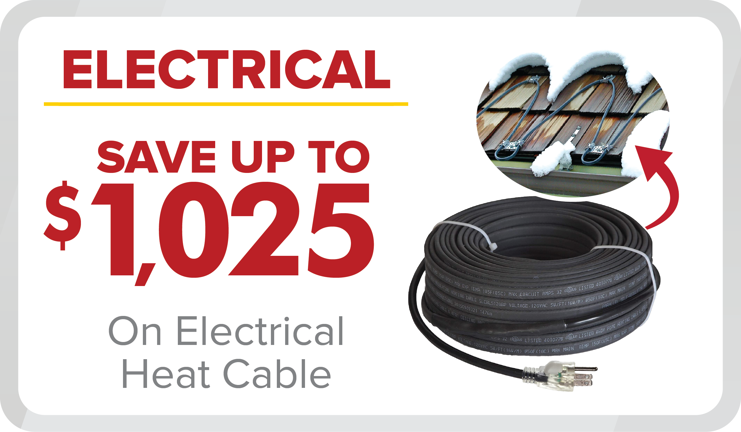 Up to $1,025 OFF Heat Cable Installation