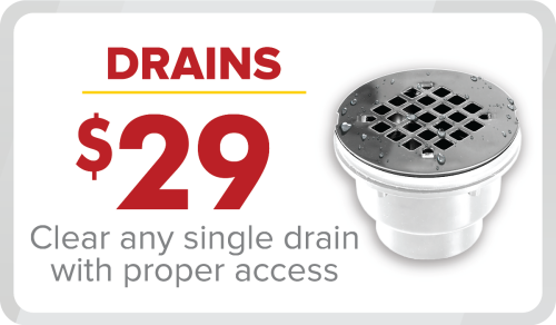 $29 Single Drain Clear, Proper Access