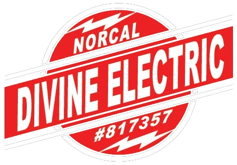 Red and white circular logo with text reading NORCAL DIVINE ELECTRIC #817357 in bold letters, featuring lightning bolt graphics.