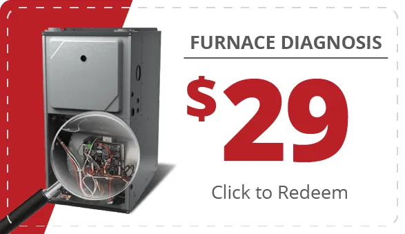 image of a coupon for $29 furnace diagnosis. click to redeem