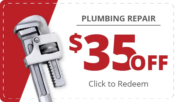 image of a coupon for $35 off plumbing repair. click to redeem