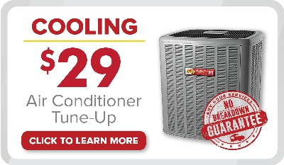 %Title% | Any Hour Services Ad for a $29 air conditioner tune-up, featuring an image of an AC unit and our "No Breakdown Guarantee" seal. Take advantage of exclusive August 2024 promotions—click to learn more!.