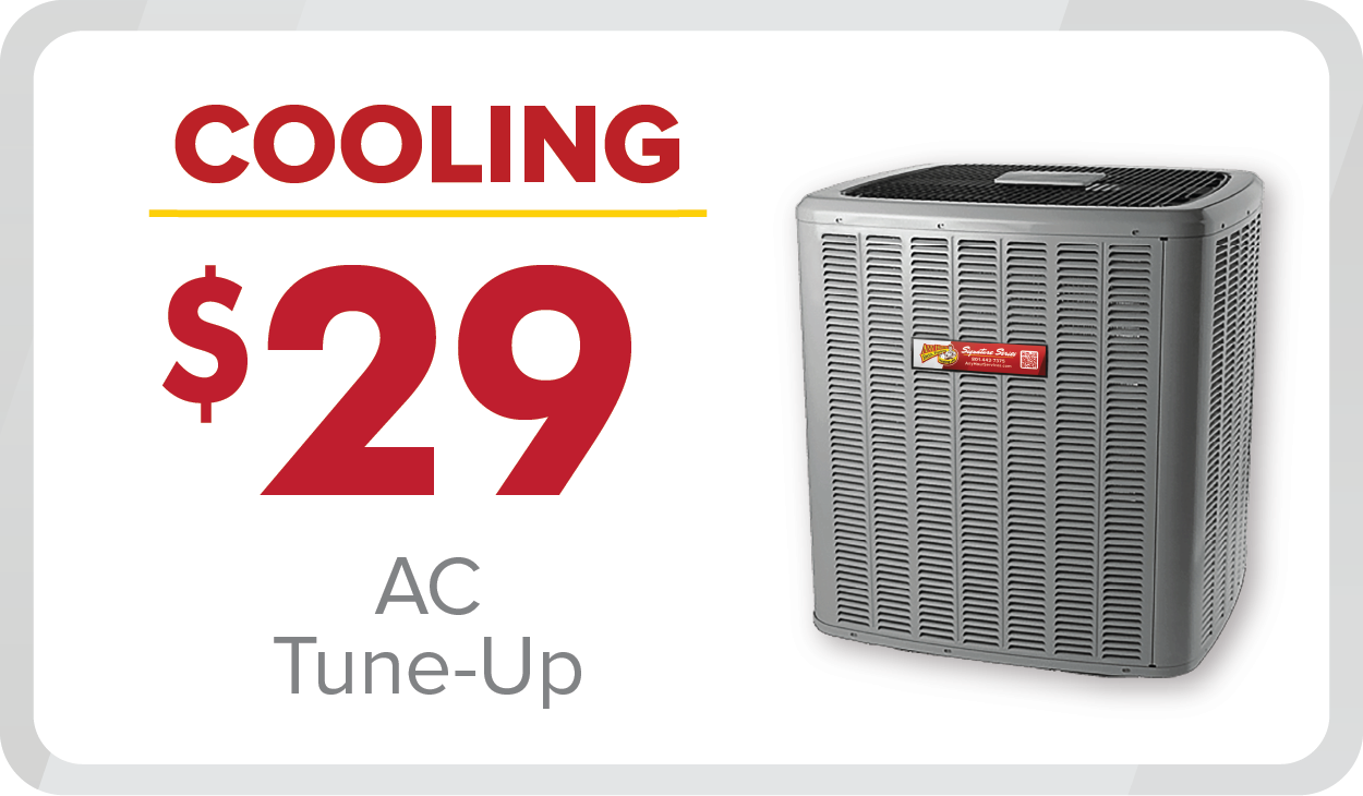 %Focuskw% | Any Hour Services Advertisement offering an AC tune-up for $29 with bold text highlighting the cooling service. Take advantage of exclusive April 2025 promotions, featuring an image of a reliable air conditioning unit to keep your home cool.
