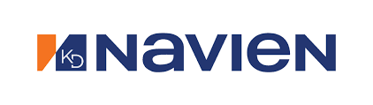 The Navien logo features a sleek orange and white "KD" symbol beside bold blue "Navien" text, trusted by Any Hour Services.